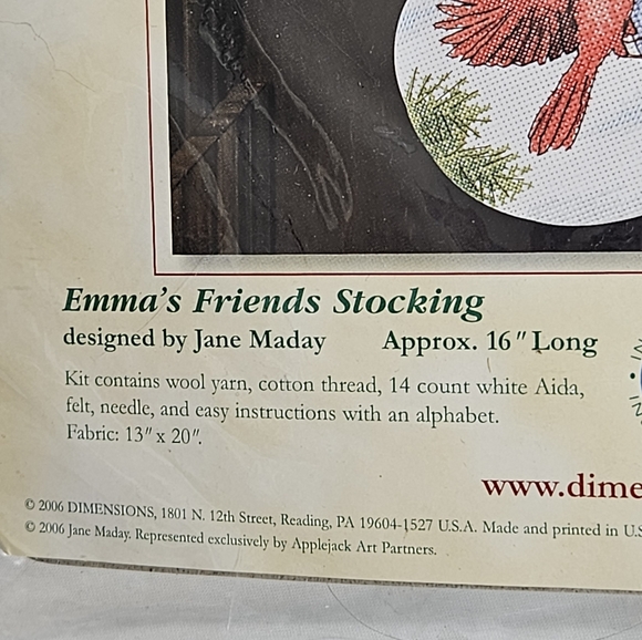 Vintage Dimensions cross stich - Emma's friends stocking app. 16" long - Picture 5 of 13